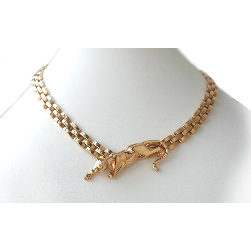 VINTAGE CARTIER 18K YG CARTIER MAILLON PANTHERE NECKLACE