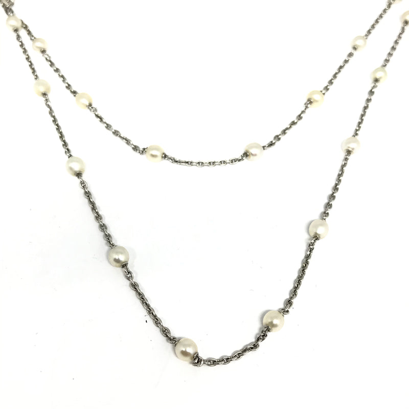 PLATINUM CHAIN WITH 3MM  PEARLS