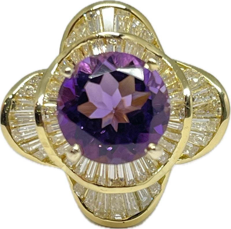 18K AMETHYST AND DIAMOND RING