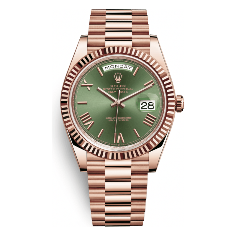 ROLEX DAY-DATE 40 ROSE GOLD WITH OLIVE GREEN DIAL 228235