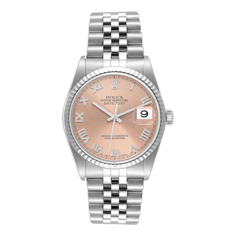 ROLEX DATEJUST 36MM STAINLESS STEEL & WHITE GOLD WITH SALMON ROMAN DIAL