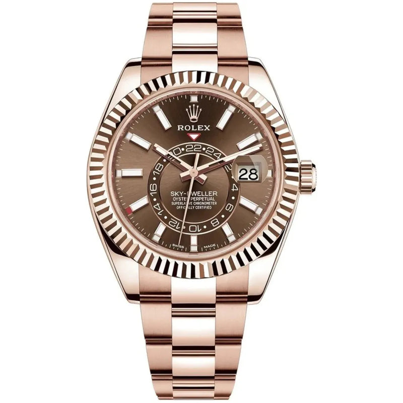 ROLEX ROSE GOLD SKY-DWELLER 42MM WITH CHOCOLATE DIAL