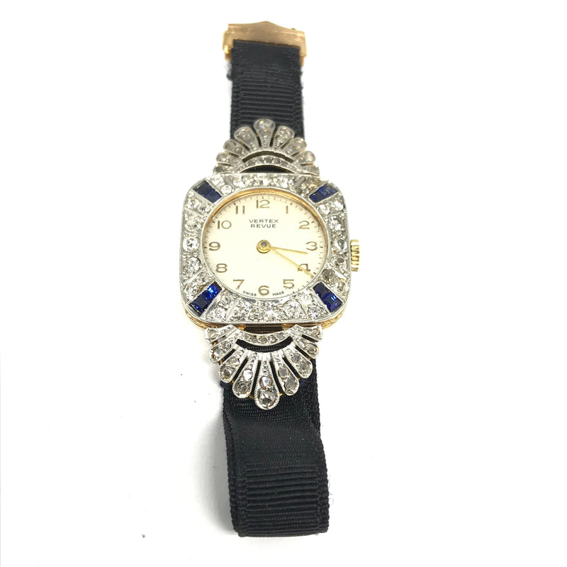 VINTAGE SAPPHIRE/DIAMOND WATCH CIRCA 1930'S