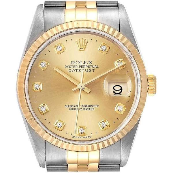 ROLEX TWO TONE DATEJUST 36MM WITH DIAMOND DIAL