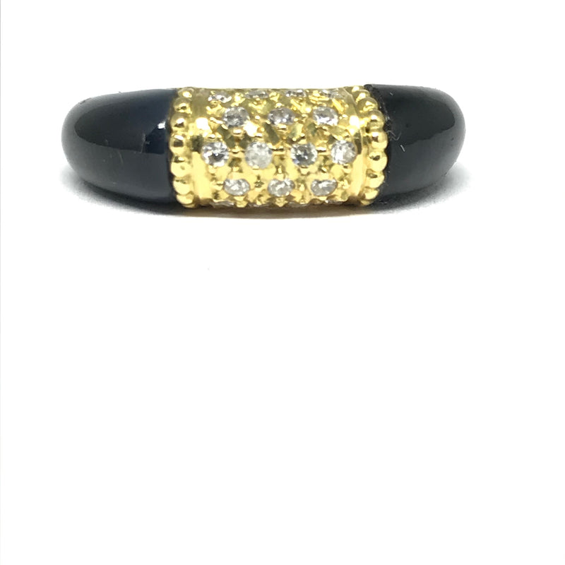 YELLOW GOLD BLACK ONYX DIAMOND RING