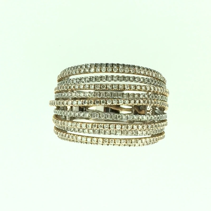 WHITE AND ROSE GOLD 11 ROW PAVE BAND