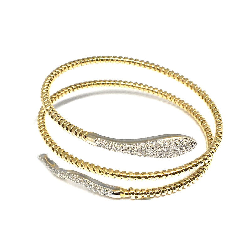 YELLOW AND WHIE GOLD DIAMOND PAVE` SNAKE BRACELET