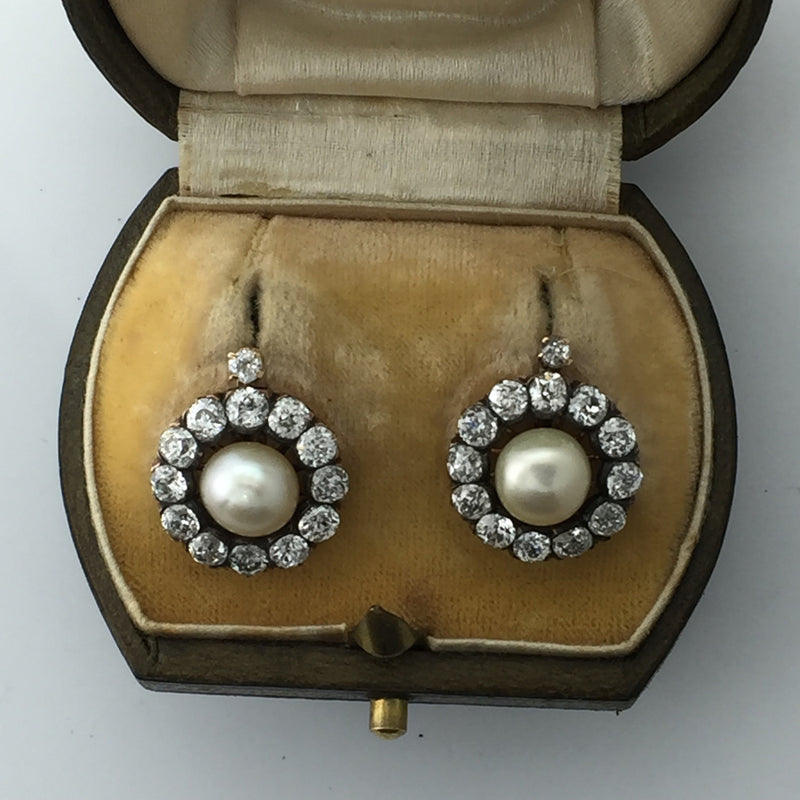 VICTORIAN PEARL AND DIAMOND CLIP EARRING