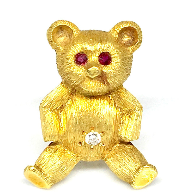 TIFFANY & CO. YELLOW GOLD TEDDY BEAR BROOCH