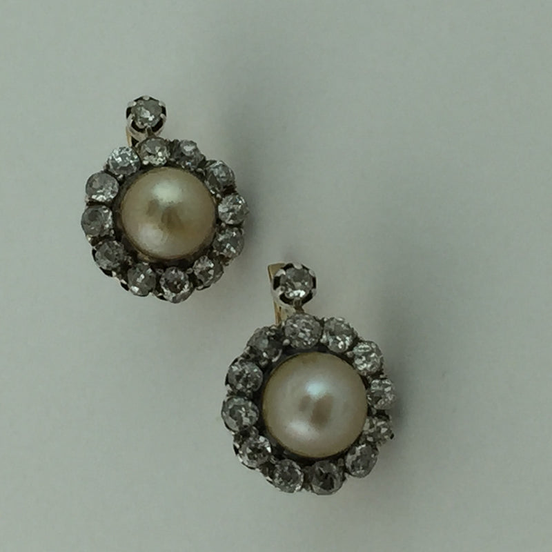 VICTORIAN PEARL AND DIAMOND EARRINGS