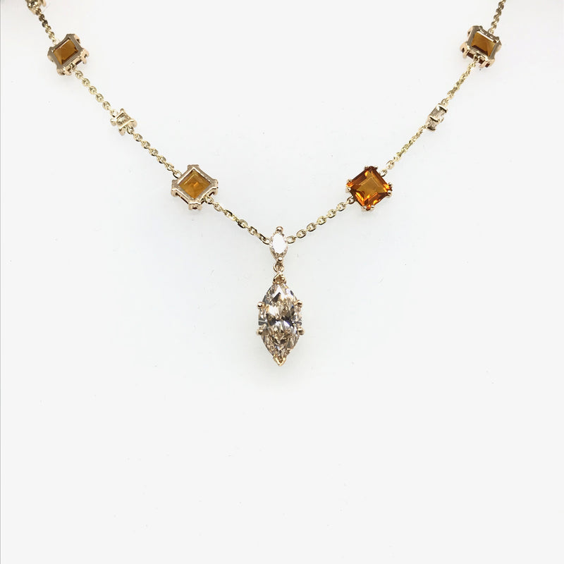 COGNAC DIAMOND NECKLACE IN YELLOW GOLD