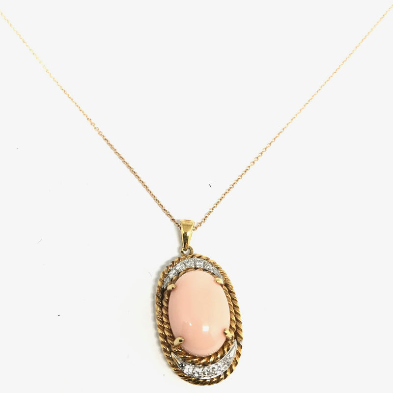 ROSE AND WHITE GOLD ANGEL SKIN CORAL PENDANT