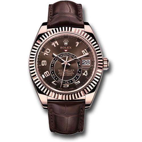 ROLEX ROSE GOLD CHOCOLATE DIAL SKYDWELLER