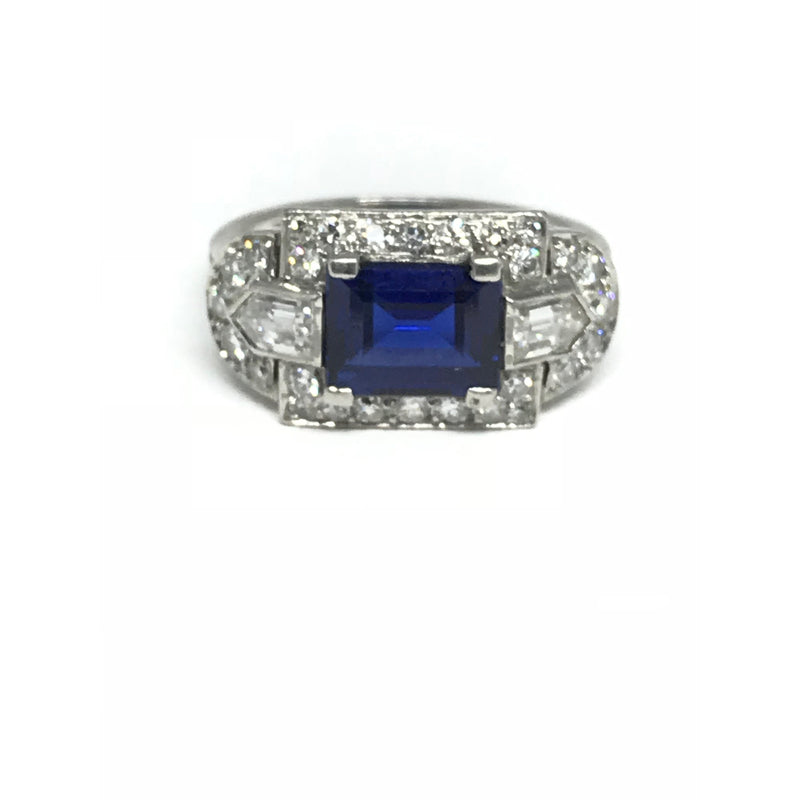 TIFFANY ART DECO SAPPHIRE AND DIAMOND RING