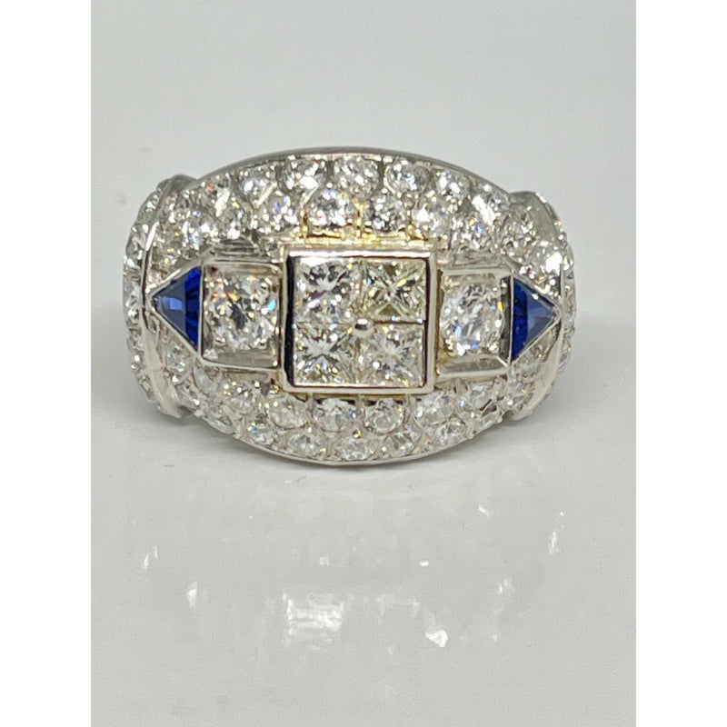 4.00CTTW DIAMOND AND SAPPHIRE COCKTAIL RING