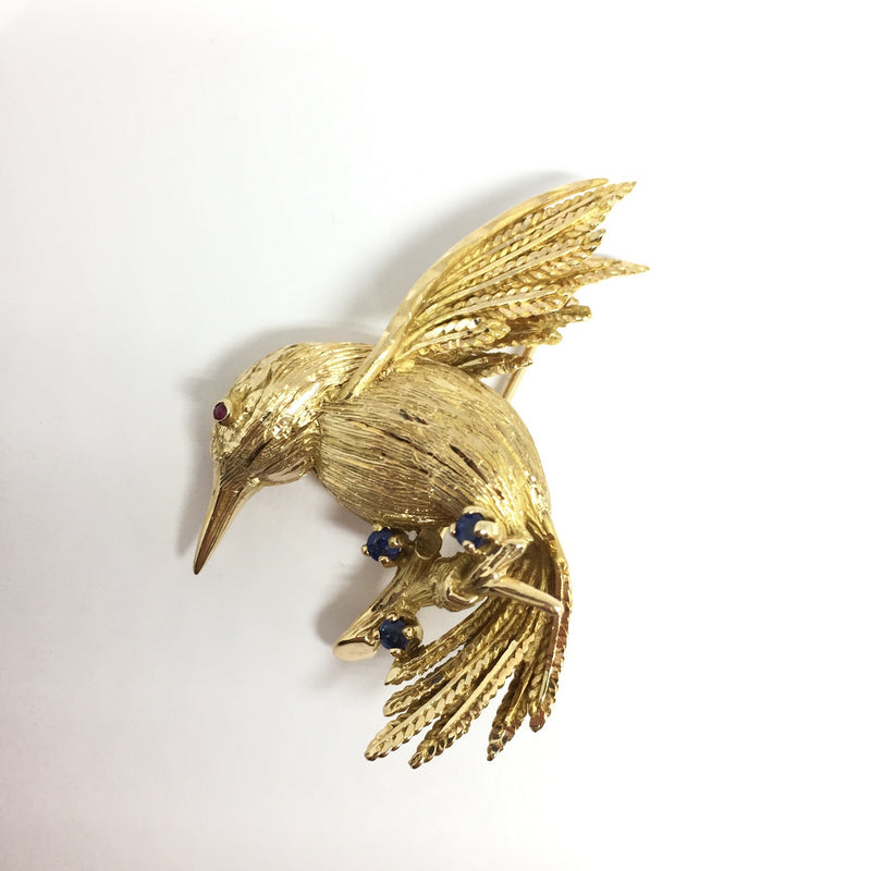 YELLOW GOLD BIRD PIN