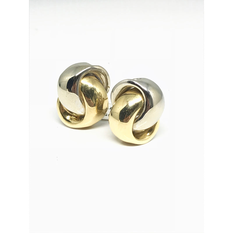 WHITE AND YELLOW GOLD KNOT EARRINGS