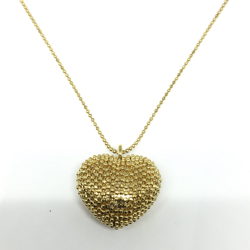 YELLOW GOLD TEXTURED PUFF HEART PENDANT