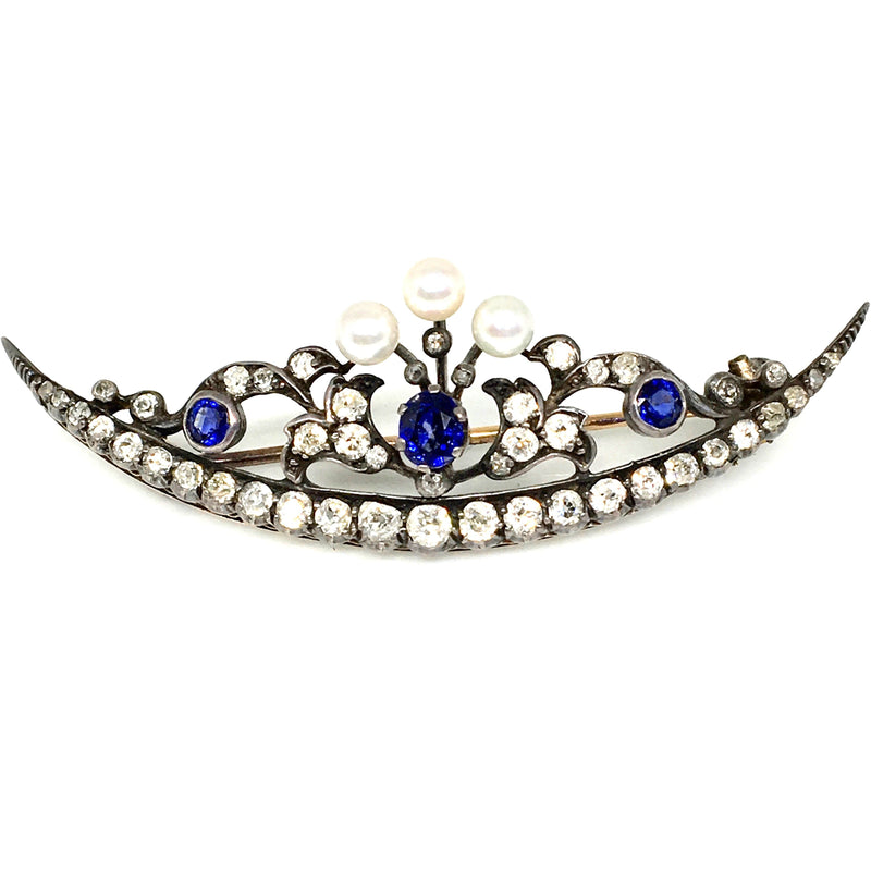 14K WHITE GOLD AND SILVER EARLY VICTORIAN BROOCH