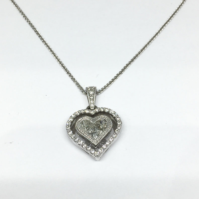 WG HEART PENDANT WITH DIAMONDS INVISIBLE SET