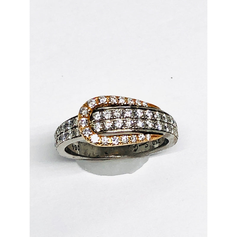 SIMON G 18K W & R .65CT PAVE BUCKLE RING