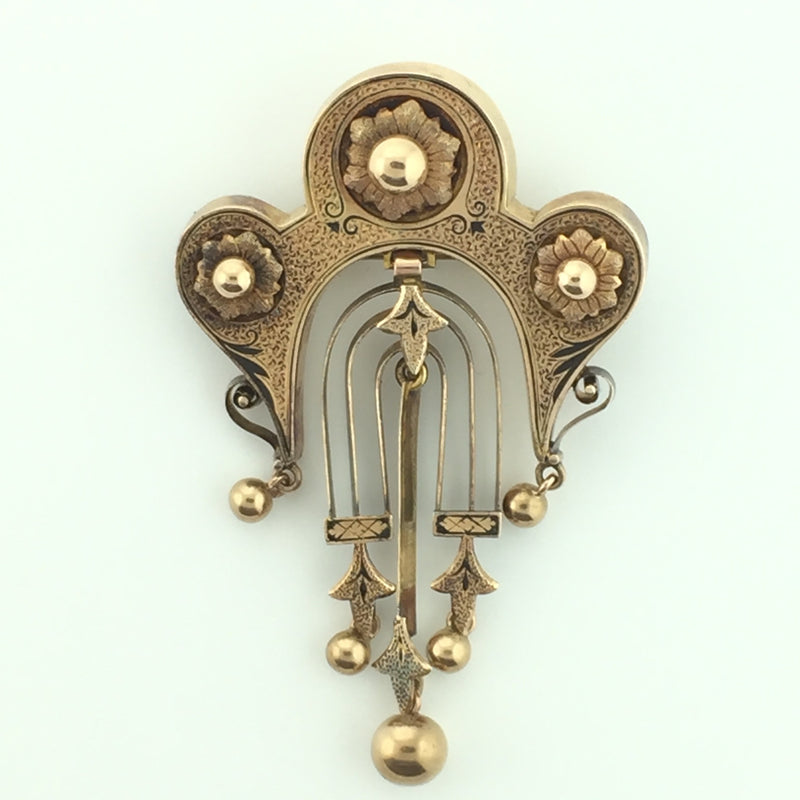 VICTORIAN ENAMEL GOLD BROOCH