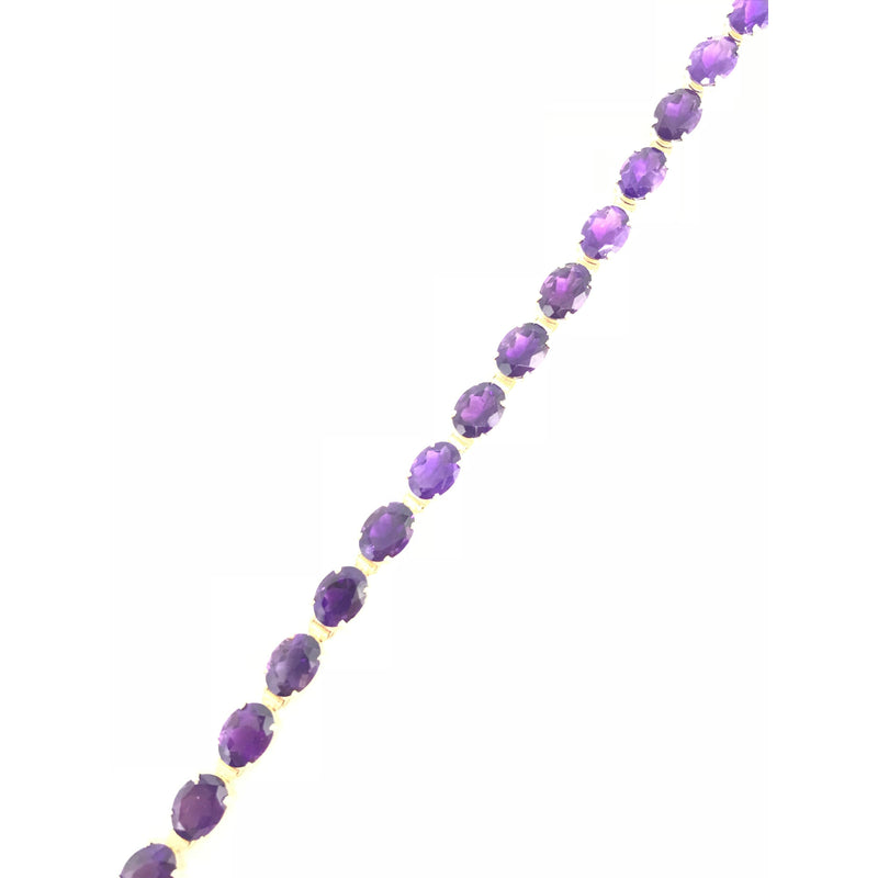 YELLOW GOLD OVAL AMETHYST LINE BRACELET