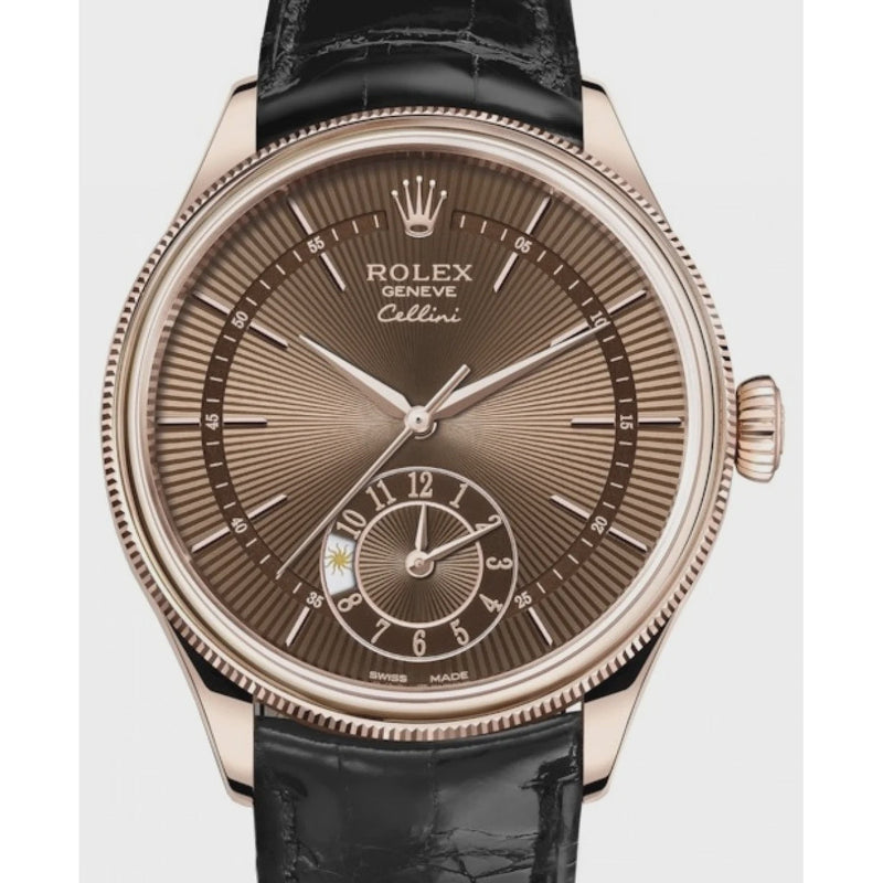 ROLEX CELLINI  39MM  DUAL TIME IN ROSE GOLD