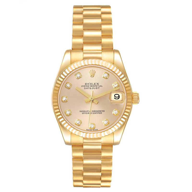 ROLEX 31MM YELLOW GOLD DATEJUST WITH MOP DIAMOND DIAL